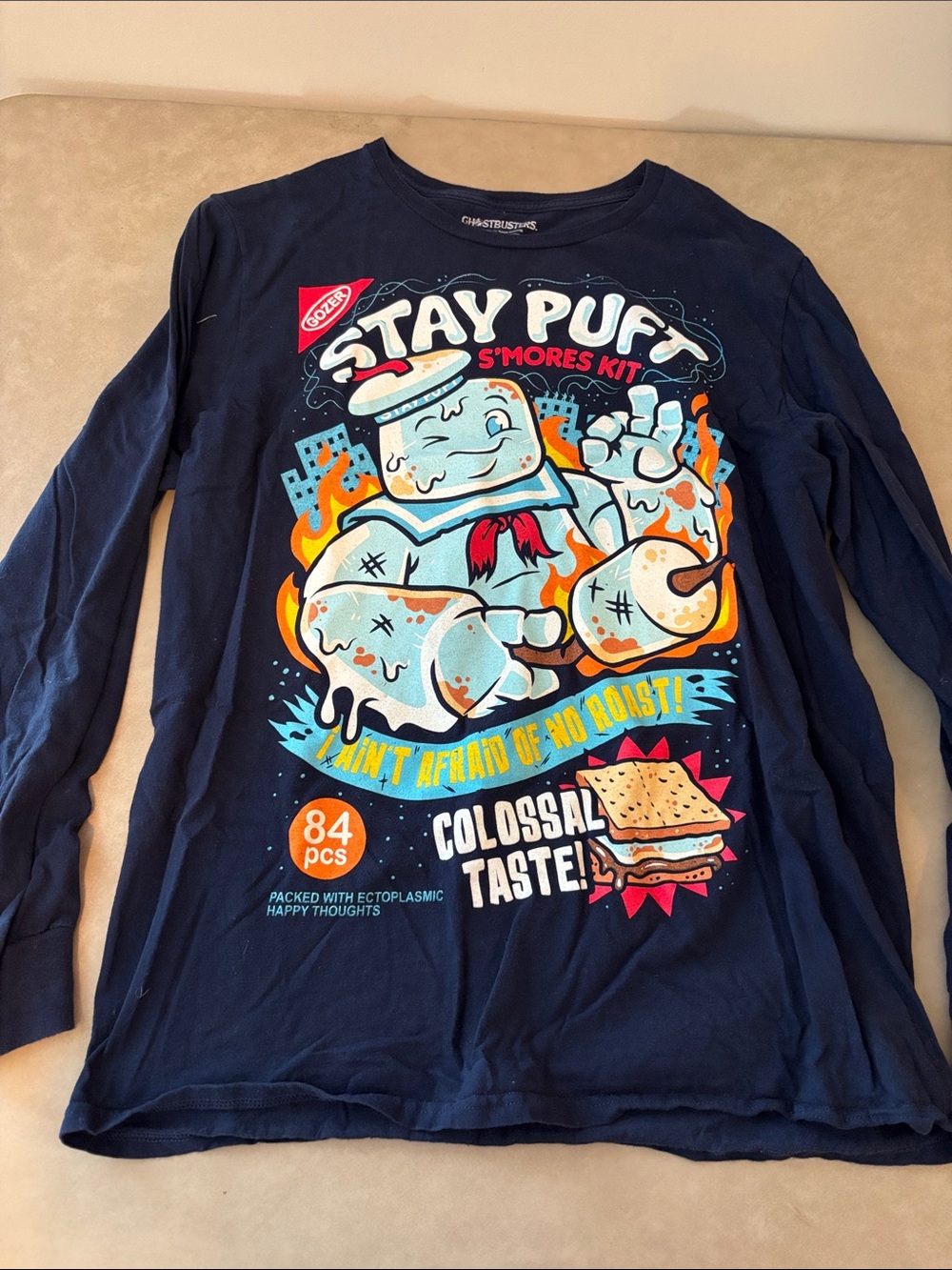 Stay Puft Graphic Long Sleeve Tee - Navy